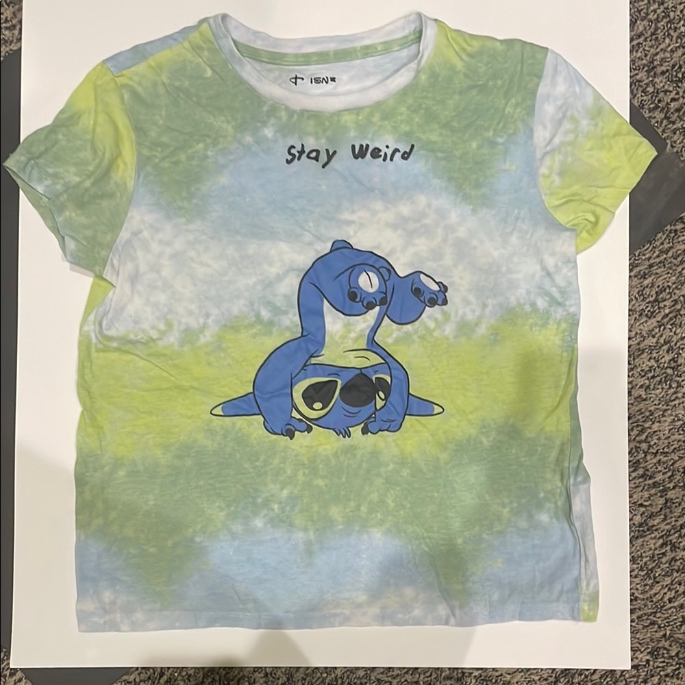 Disney Blue and Green Short Sleeve Tee with Stitch